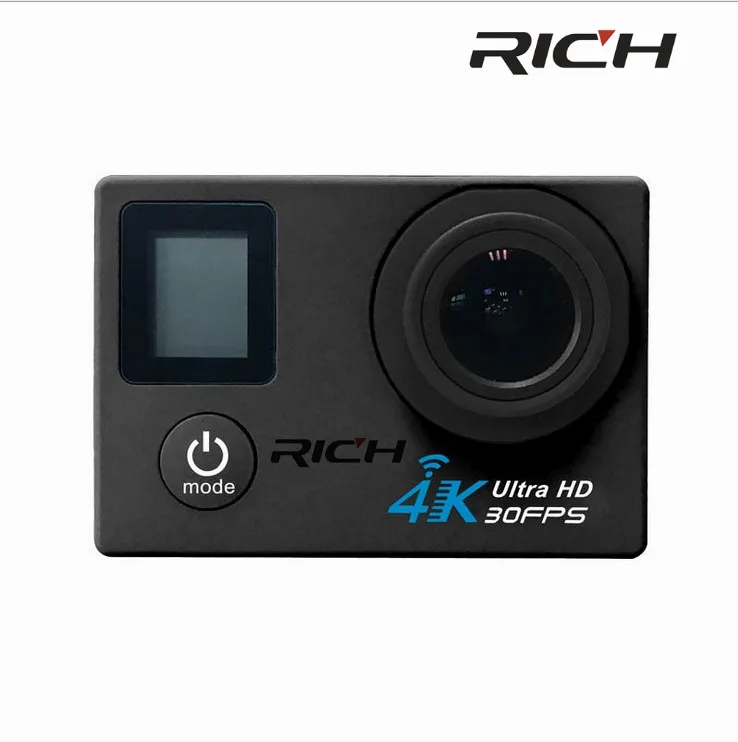 Экшн камера RICH V903D 4K/30FPS 2 7 K двойной ЖК дисплей 16 МП Wi Fi Спортивная 30 м