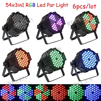 

6pcs 54x3in1 RGB LED Par Light Stage Lamp Stage Effect Club DMX-512 HOT NEWEST