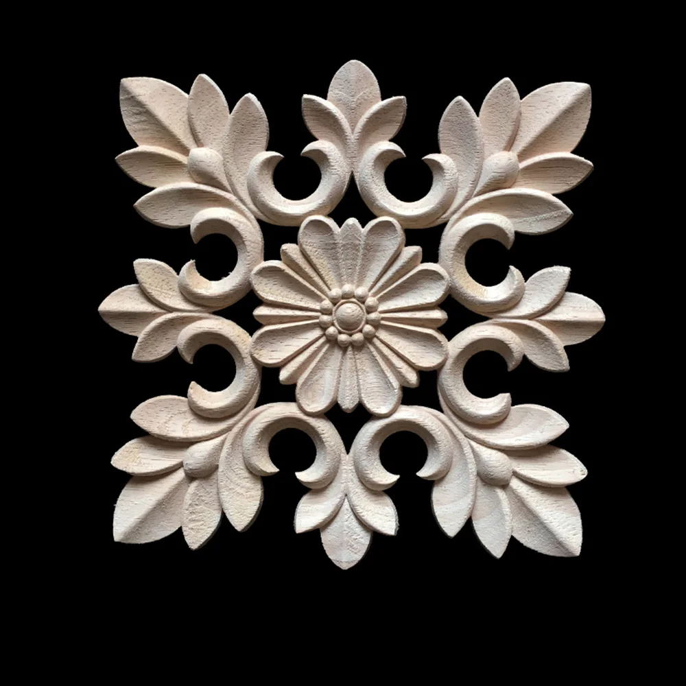 

Rubber Engraving Carved Square Decoration Flower Vintage Home Decor Accessories Miniature Figurine Craft