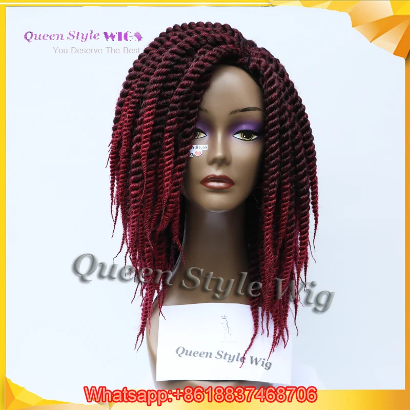Custom Hand Made Cornrow Cap Type Short Fat Twist Braid Wig Full