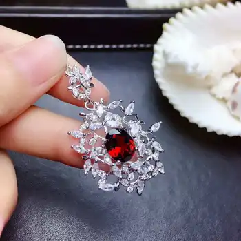 

Video! Fidelity natural 8*10mm garnet pendants s925 sterling silver beautiful fine jewelry for women party natural red gemstone