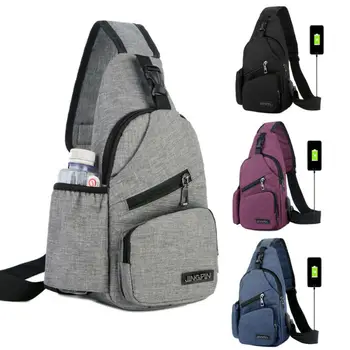 

2019 Men Canvas Messenger Shoulder Bag Sling Chest Pack Crossbody Cycle & USB Port Handbag