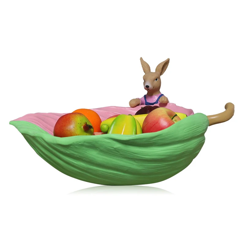 

Nordic Leaf-Shape Resin Snack Box Candy Tray Food Storage Rabbit Box Wedding Candy Plates Dried Fruit Organizer Storage Cute Box