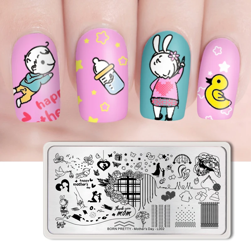 

BORN PRETTY Nail Art Stamping Plate Mother's Day Stars Nail Stamp Image Template Beauty Manicure Tools For Stamping