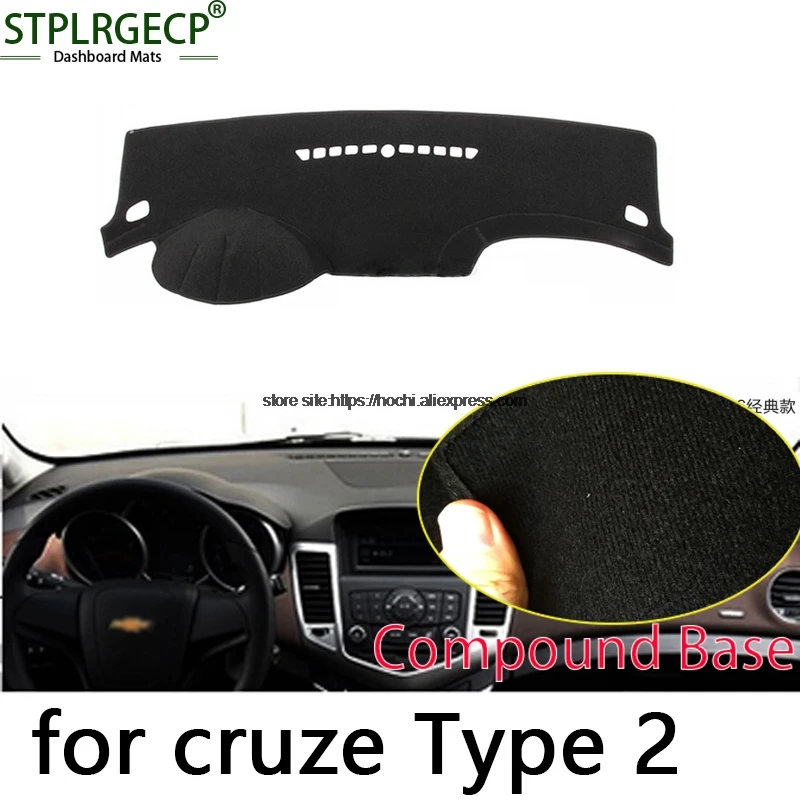 STPLRGECP double layer Black Dash Mat For Chevrolet cruze Dashmat Black Carpet Car Dashboard