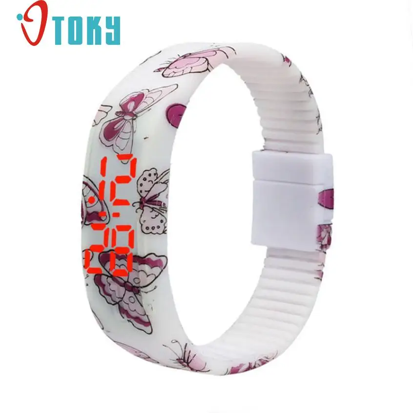 

quente do menino LED Watch Ultra Thin Girl boy Sports Silicone Digital Bracelet Wrist for children at5 Dropshipping