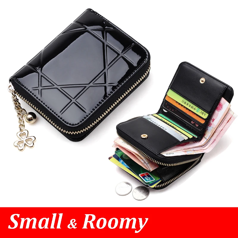 Patent Leather Women Short Wallets Ladies Small Wallet Zipper Roomy Coin Purse Female Credit Card Wallet Purses Money Bag 5012