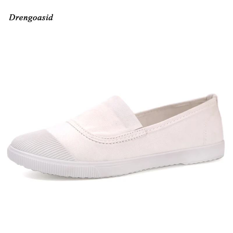 

2018 New Popular Fashionable Loafers Women's One-foot Flat Shoes Ladies Shoes Small White Shoes Canvas Breathable Shoes Female