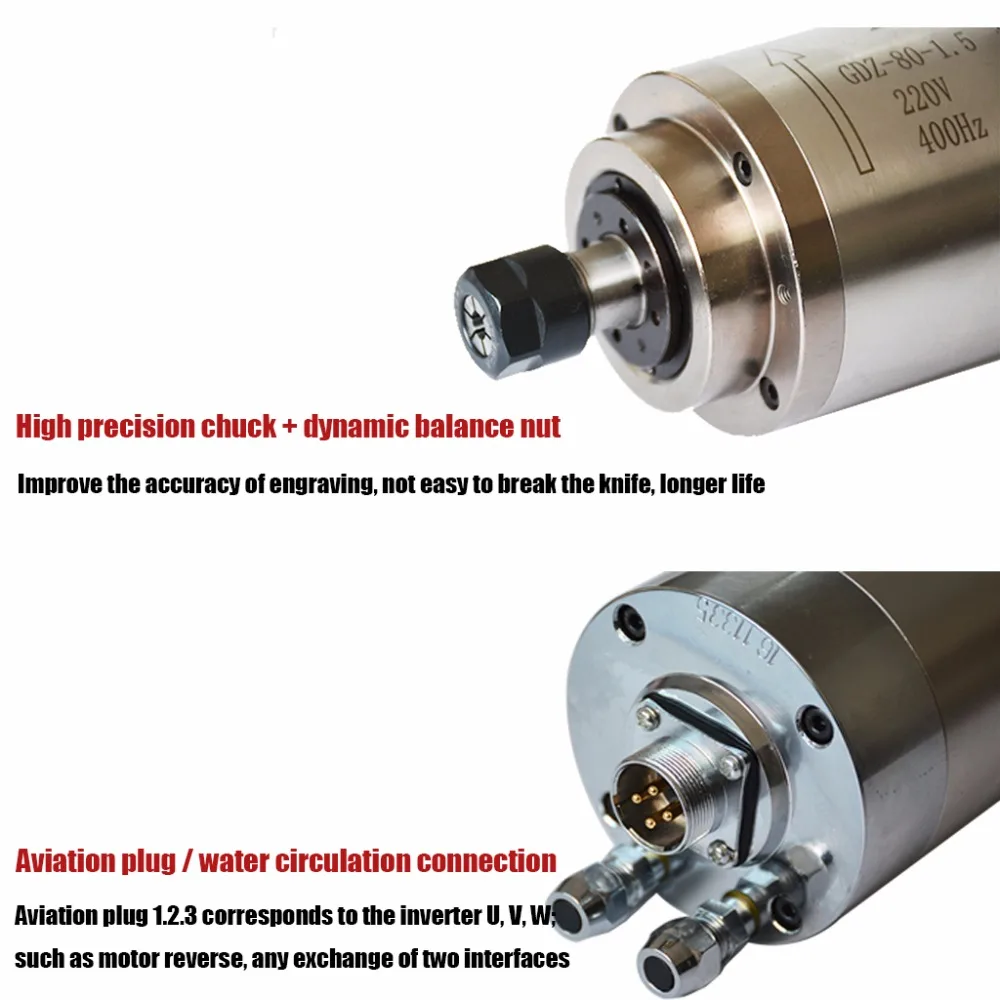 220 В 0,01 кВт шпиндель водяного охлаждения ER11 Шпиндельный мотор с водяным охлаждением 4 подшипника для дерева, алюминия, рабочая точность сверления мм
