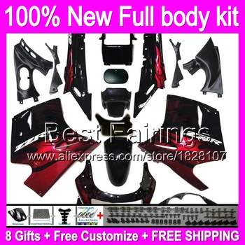 

93-01 For KAWASAKI NINJA ZX11 ZZR1100 Red flames black B416 ZZR 1100 11 Red black ZX11R 1993 1995 1996 98 2000 2001 +decal
