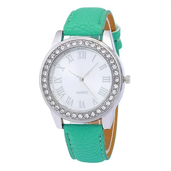 

Gofuly 2020 Fashion Quartz Watch Women Girl Roman Numerals Rhinestone Wrist Watches Hot sale Men Leather Clocks Hours Relogios