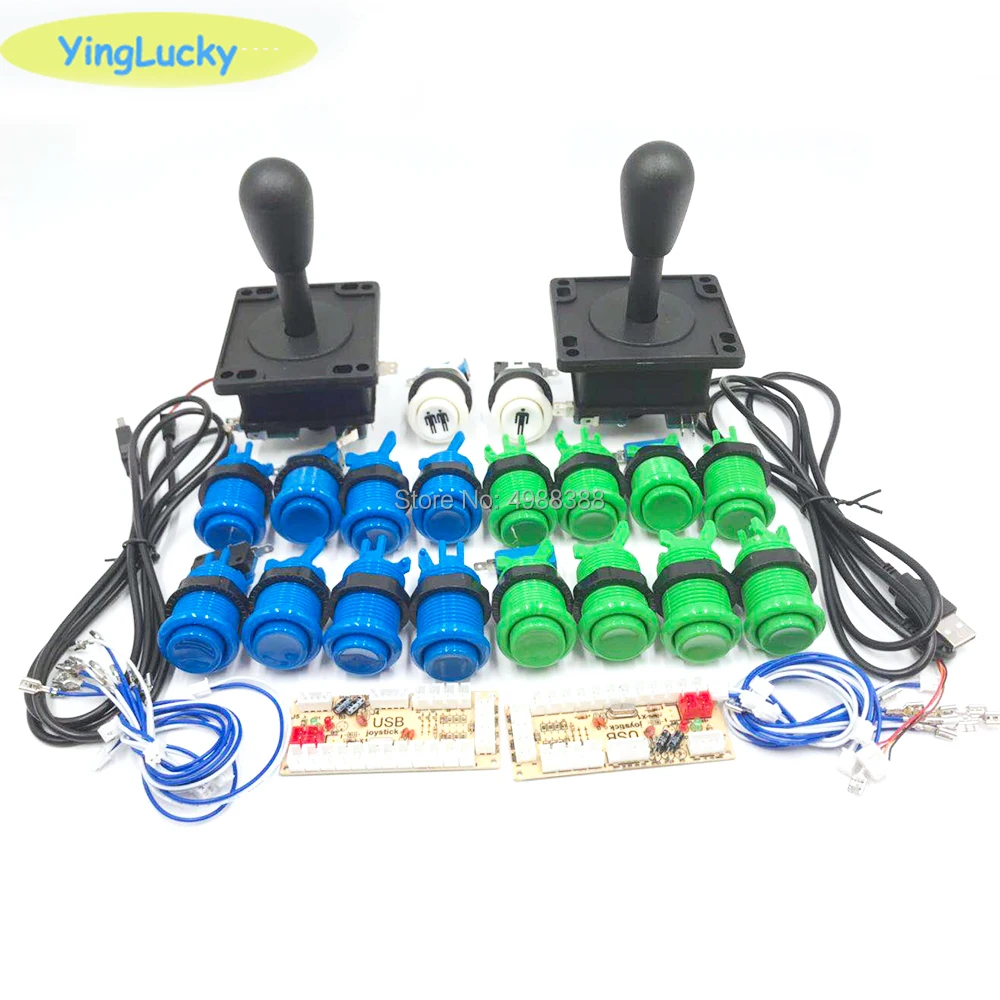 Yinglucky 2 игрока аркадные джойстики DIY Kit Нулевая задержка USB энкодер джойстик в американском стиле 28 мм кнопочный HAPP джойстик - Цвет: Серый