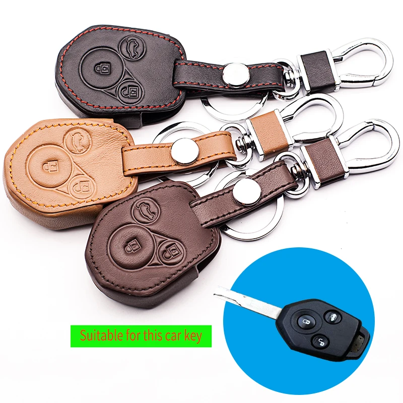 

High Quality Leather Key Cover for Subaru 2013 2014 Forester Inland SUBARU XV Legacy 3 Button Straight Key Shell starline a91