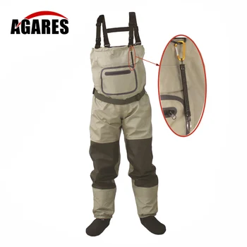 Outdoor Fly Fishing Stocking Foot ,waterproof and breathable chest waders with one buckle accidently rope kits