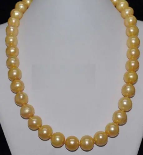 

Free Shipping >>>AAA SOUTH SEA 10-11 mm GOLDEN YELLOW PEARL NECKLACE 18" SPHERICAL BUCKLE