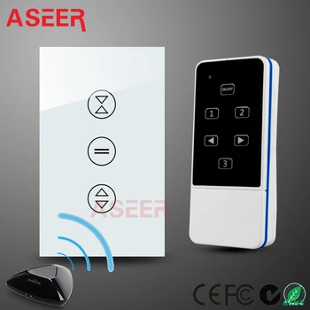

ASEER,AU/US Model,Remote Control Wall touch Curtain Switch,RF433MHz,Smart Phone control lamps+broadlink,Luxury Crystal Glass