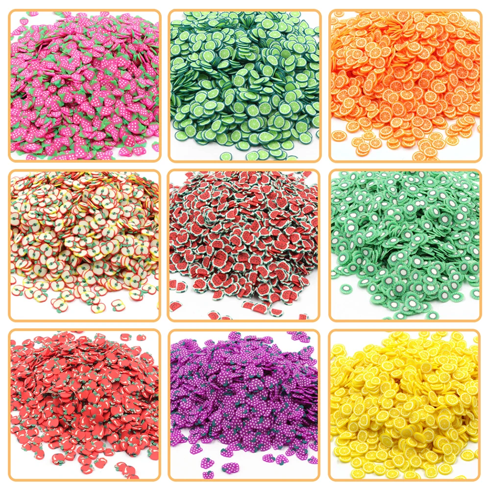 

200Pcs Slime Addition Soft Fimo Fruit Slices for Charms Beads DIY Nail Mobile Beauty Powder in Slime Supplies Sprinkles