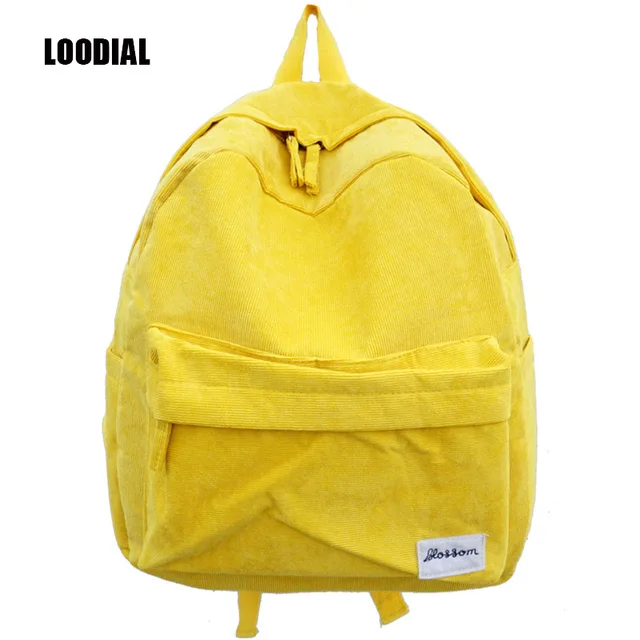 Loodial school bags teenager girls candy color backpacks corduroy cute backpacks high school ...