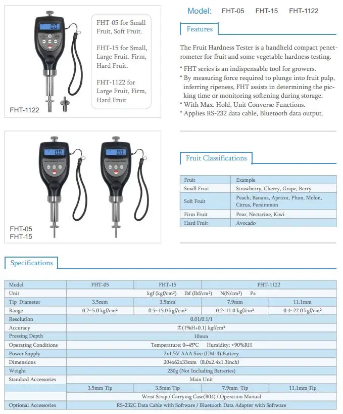 Фрукты твердомер FHT-15 Nectarine киви груша Берри ручной прибор для измерения твердости