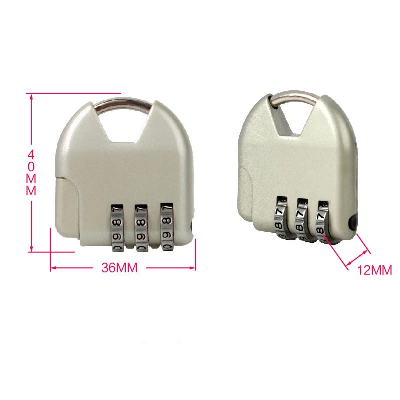 3 Digit Combination Luggage Code Lock Password Padlock Mini Suitcase Lock