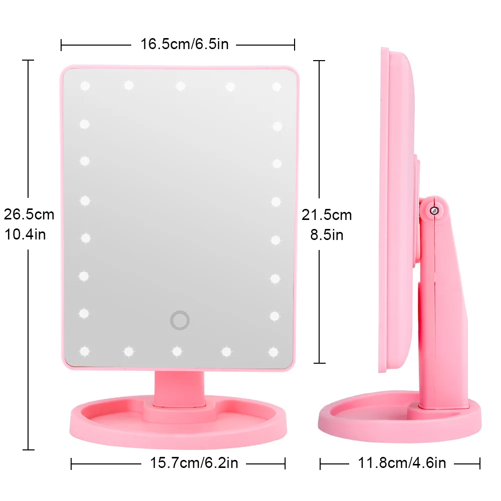 16/22 светодиодный светильник, зеркало для макияжа с сенсорным экраном, 1х 10х яркое увеличительное стекло, компактное зеркало, регулируемое USB или батареей