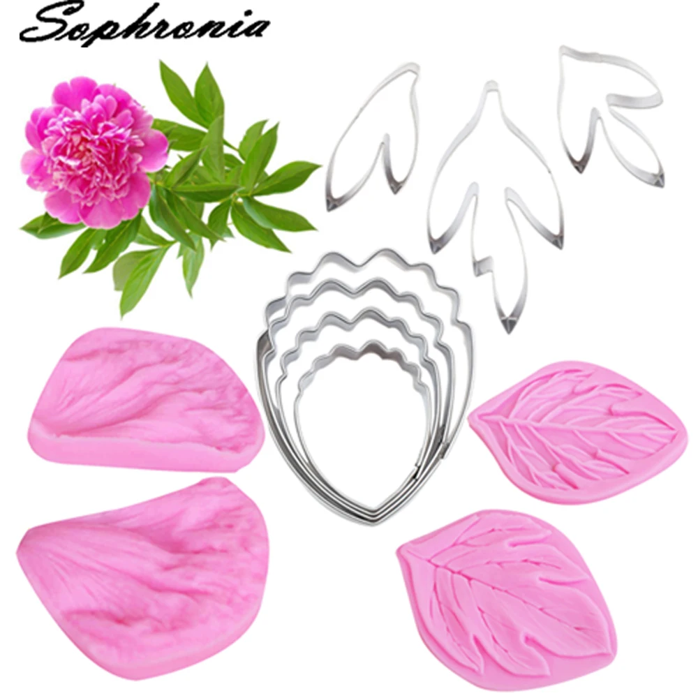 

Peony Flower Petal &Cutter Silicone Mold Fondant Mould Cake Decorating Tools Chocolate Gumpaste,Sugarcraft Mold CS263