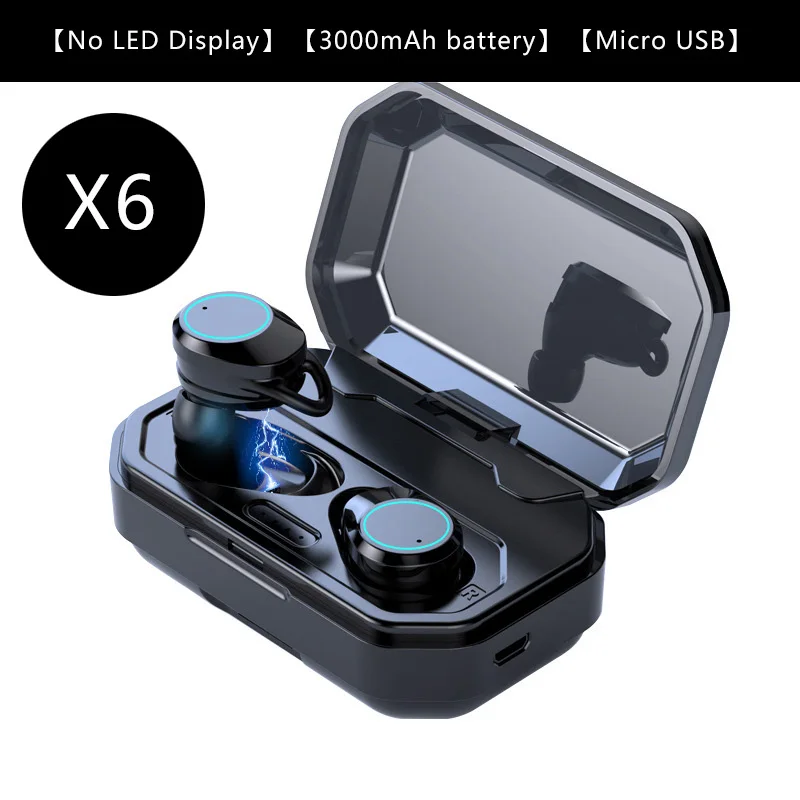 X6 No display G02 V5.0 Bluetooth стерео наушники беспроводные IPX7 водонепроницаемые сенсорные наушники гарнитура 3300 мАч светодиодный аккумулятор с дисплеем type-c чехол для зарядки - Цвет: X6 No display