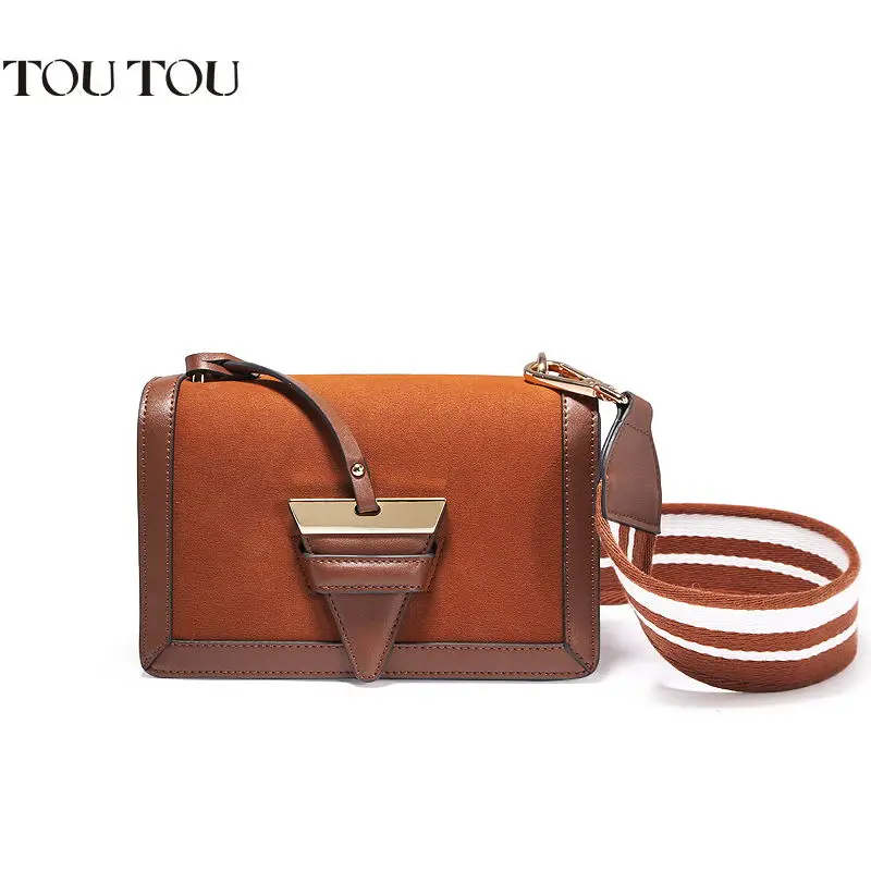

TOUTOU Brand new female bag 2018 wide straps retro triangle bag frosted material little single shoulder bag free shipping