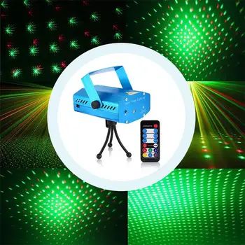 

100-240V Blue Remote Control Starry Sky Stage Mini LED Laser Light DJ Club Disco Projector Lamp Festival Decoration EU Plug