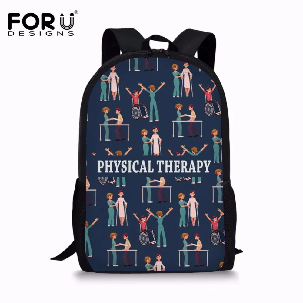 

FORUDESIGNS Physical Therapy Print Students Backpack Light School Bags for Teenager Girls Big Capacity School Bagpack Rucksack