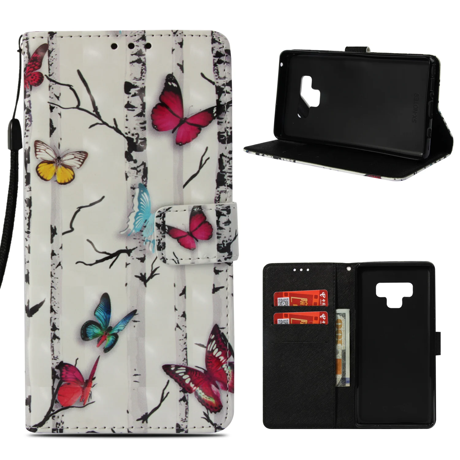 

Flip phone cases for Samsung note9 case wallet card stand butterfly Unicorn PU Leather Cases For samsung note8 S9 S8 S7EDGE Capa
