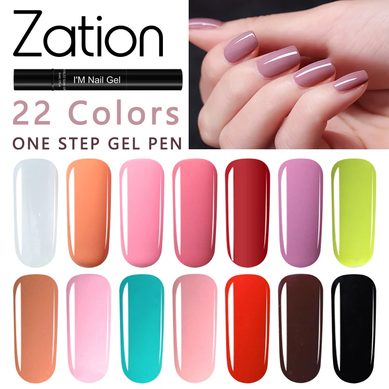 

Zation 3 In 1 Gel Nail Glitter Varnish Pen One Step Hybrid Gel Polish 22 Colors Nail Art Soak Off Gel Easy To Use UV Gel Lacquer