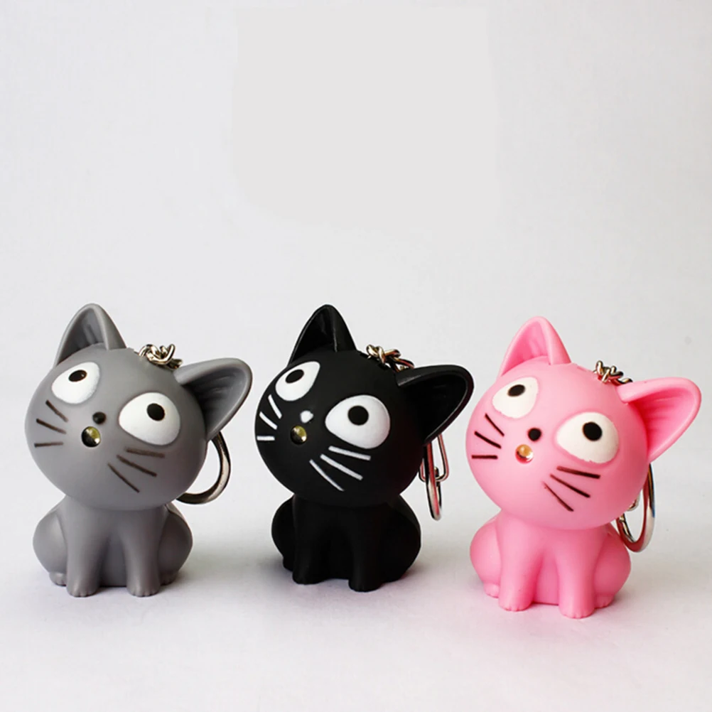 

1pcs Novelty Lovely Toys Kawaii Cartoon Cat Design Keychain With Sound Flashlight Kid Pig Keyring Kids Gifts