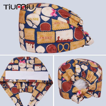 

Funny Biscuits Print Medical Caps Surgical Scrub Cap Hospital Doctor Dentist Laboratory Pharmacy Beauty Salon Men Women Workwear