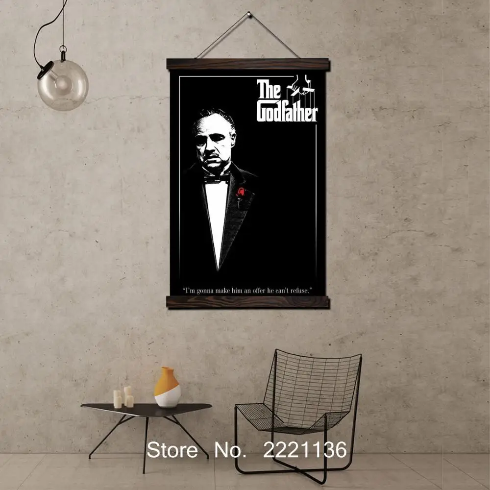 

The god Father Framed Scroll Painting HD Wall Art Hanging Canvas Painting HD Printed Pictures for Living Room Decoration