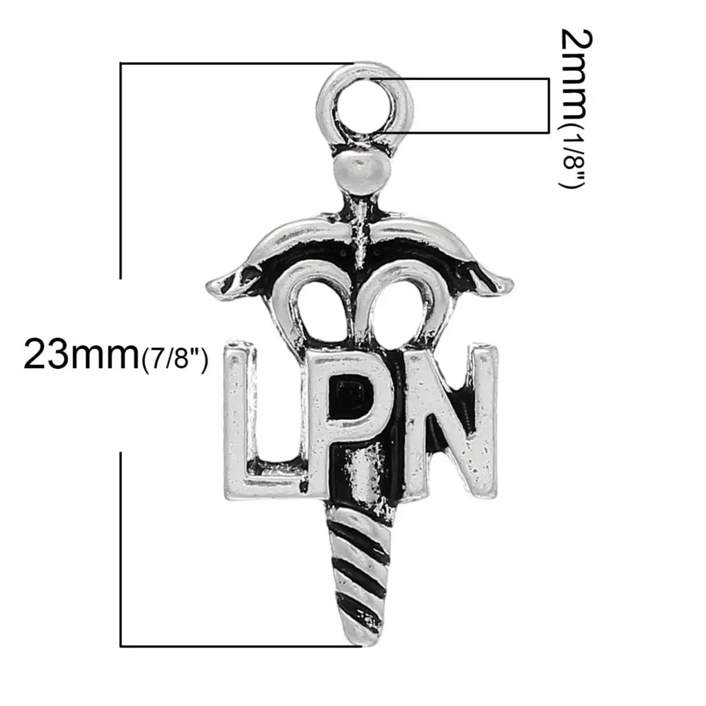 Подвески из цинкового металлического сплава Серебряный цвет &quotLPN&quot 23 мм (7/8 &quot) x