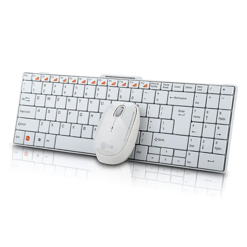2,4 ГГц супер тонкий беспроводной набор клавиатура и мышь шоколадные клавиши мультимедиа комбо набор маленькая мышь для компьютера Настольный ПК E300 - Цвет: Белый
