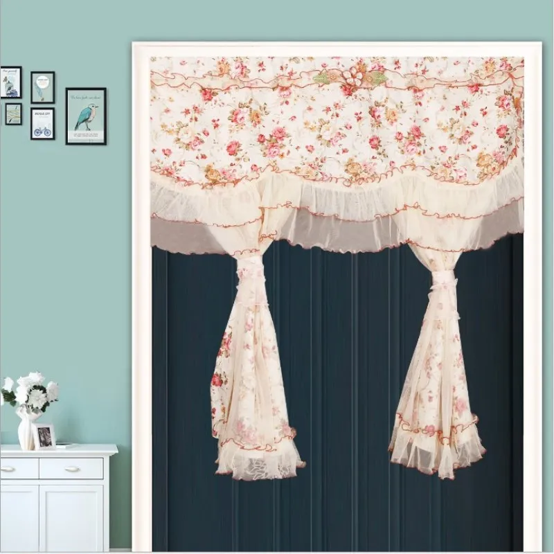 

JUYANG. Pink lace fabric door curtain. Soft decorative curtains. Kitchen and bedroom semi-blackout curtains. Size 88 cm * 90 cm