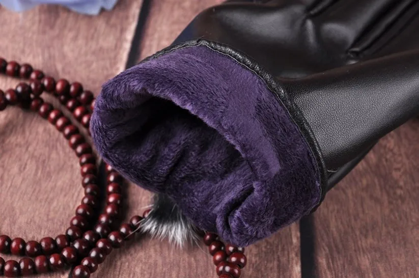 Новые женские бархатные фитнес-зимние кожаные перчатки из искусственной кожи теплые с кроличьим мехом перчатки для боулинга Элегантные женские перчатки