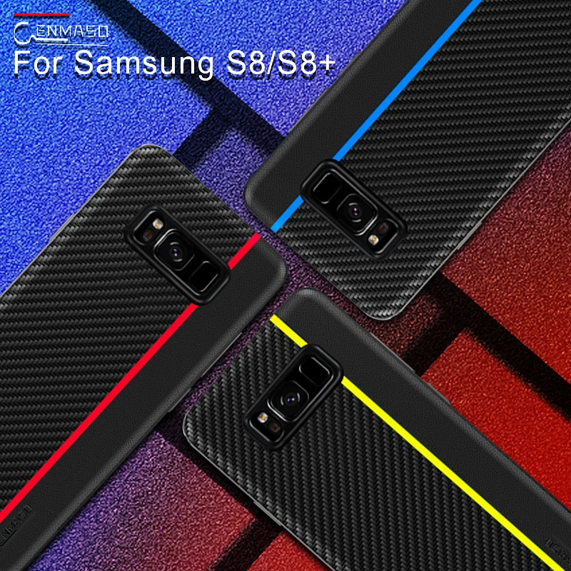 

CENMASO for Samsung S8 Case Original Luxury Carbon Fiber Car Leather Cover for SAMSUNG Galaxy S8 Plus Cover Phone Fitted Case