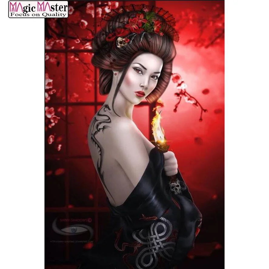 

DIY PHOTO CUSTOM,5D Diamond Painting Cross Stitch Full Drill Mosaic accessories Diamond Embroidery Japanese Woman Geisha Decor
