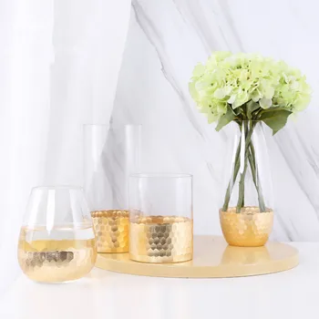 

Gold Vase Table Top Vase For Dries Flowers Home Decor Luxury Glass Vase