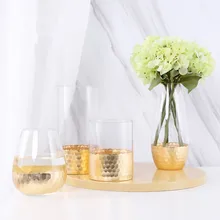 Złoty wazon blat wazon na wysycha kwiaty dekoracyjne luksusowe szklane wazon tanie tanio Szkło ANDAZIYAN Amerykański styl