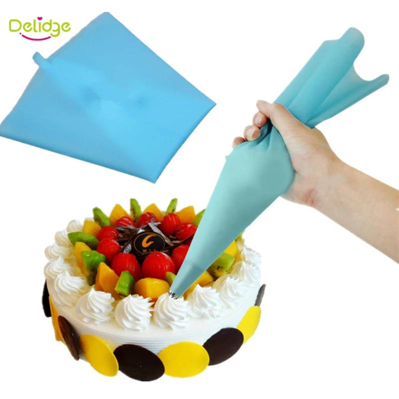 

Delidge 1 pc 3 Sizes Cake Decoration Bag Silicone Icing Piping Cream Pastry Bag Cream Syringe Tips Muffin Dessert Decorators