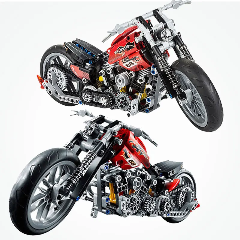 Technic мотоцикл Decool 3354 378 шт Technik скоростной гоночный мотоцикл Harley; транспортное средство Набор строительных блоков