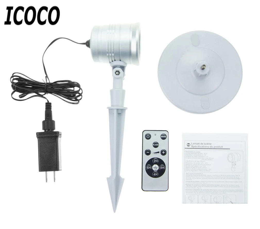 

ICOCO 1pc Mini Laser Light Starry Sky Star+Christmas Pattern RF Remote Control Waterproof Laser Lamp for Home Festival Decor
