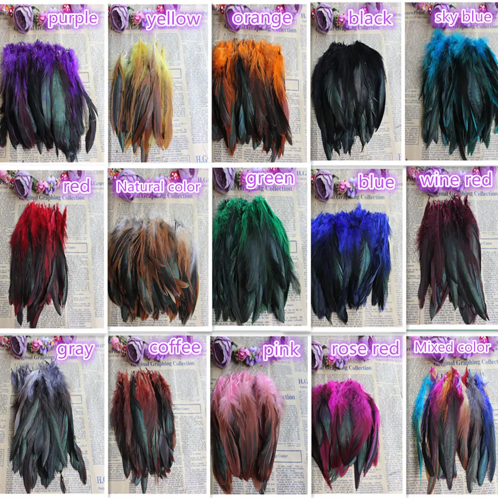 

wholesale natural 100pcs multicolor for choose Beautiful Rooster feathers 15 to 20cm/6 to 8'' for clothes DIY decoration