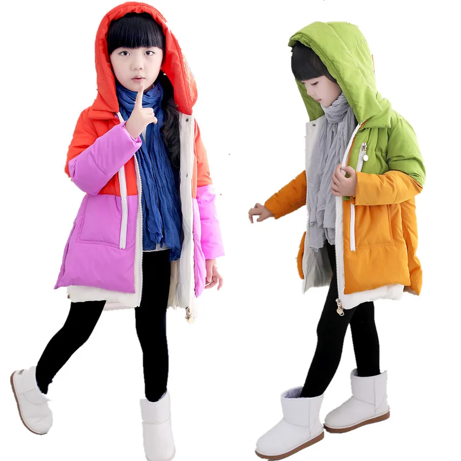 New 2017 Girls Winter Coats 80% Duck Down Jacket Hooded Thickening Parka For Children Outerwear Big Kids Long Patchwork 140-160 цена New 2017 Girls Winter Coats 80% Duck Down Jacket Hooded Thickening Parka For Children Outerwear Big Kids Long Patchwork 140-160 цены онлайн
