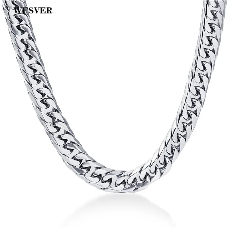 

WFSVER 316L Stainless Steel Men's Silver Color 8mm Width Chain Necklace For Male Female Hip Hop Necklace Jewelry