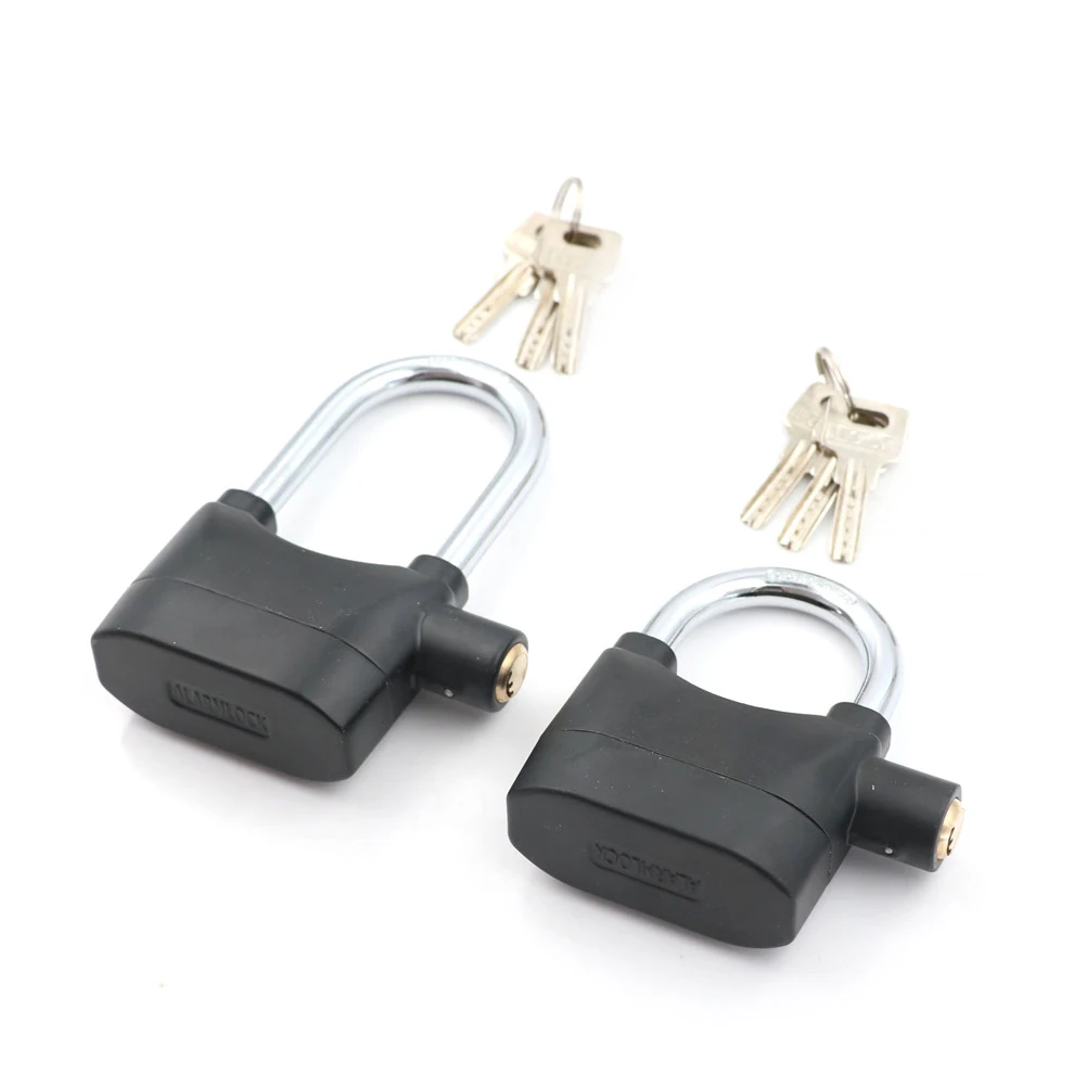

Waterproof Siren Alarm Padlock Alarm Lock for Motorcycle Bike Bicycle Perfect Security with 110dB Alarm Pad locks Long Style BK